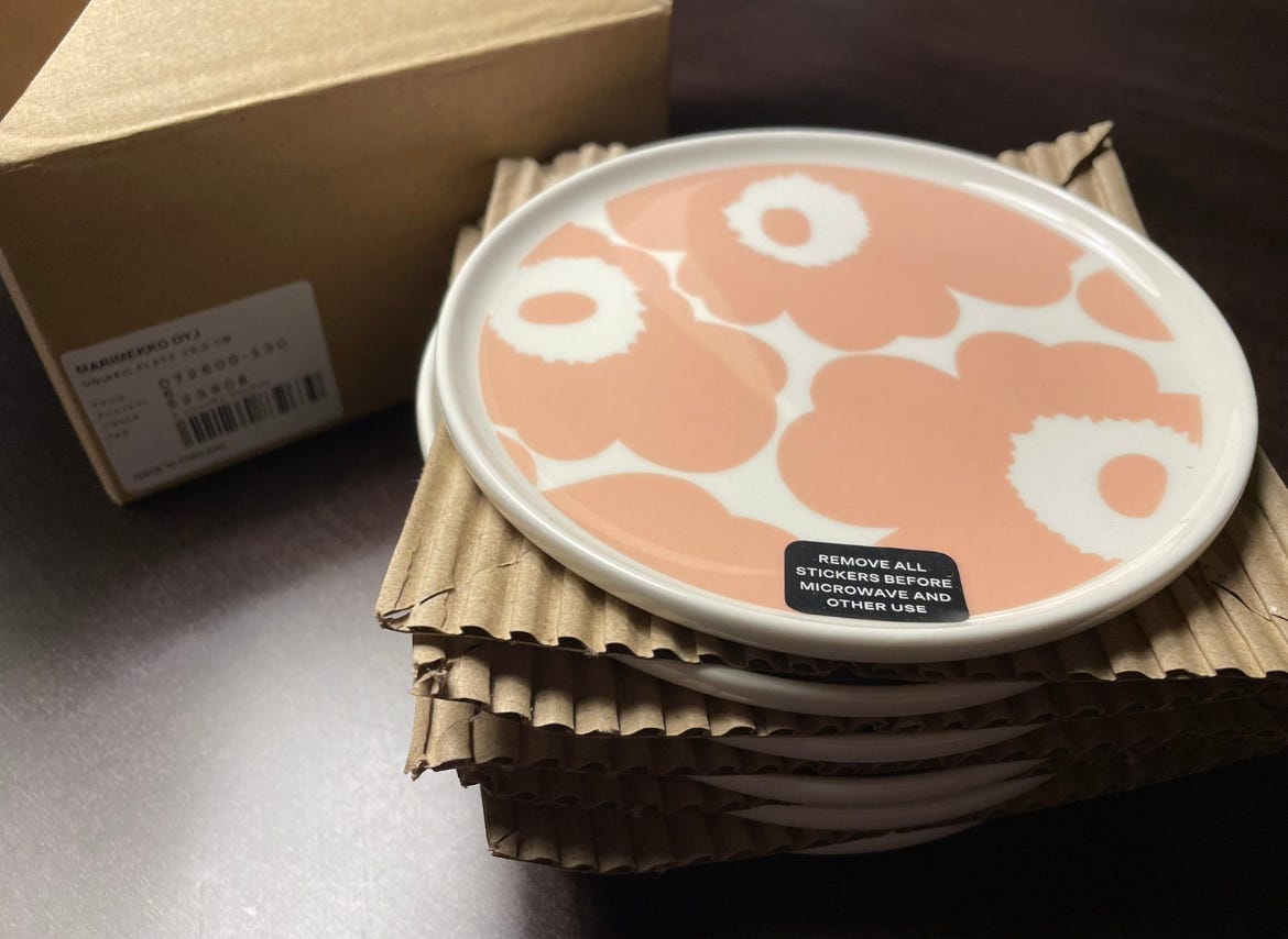 Japan Exclusive Marimekko vaaleanpunainen Oiva Unikko lautanen