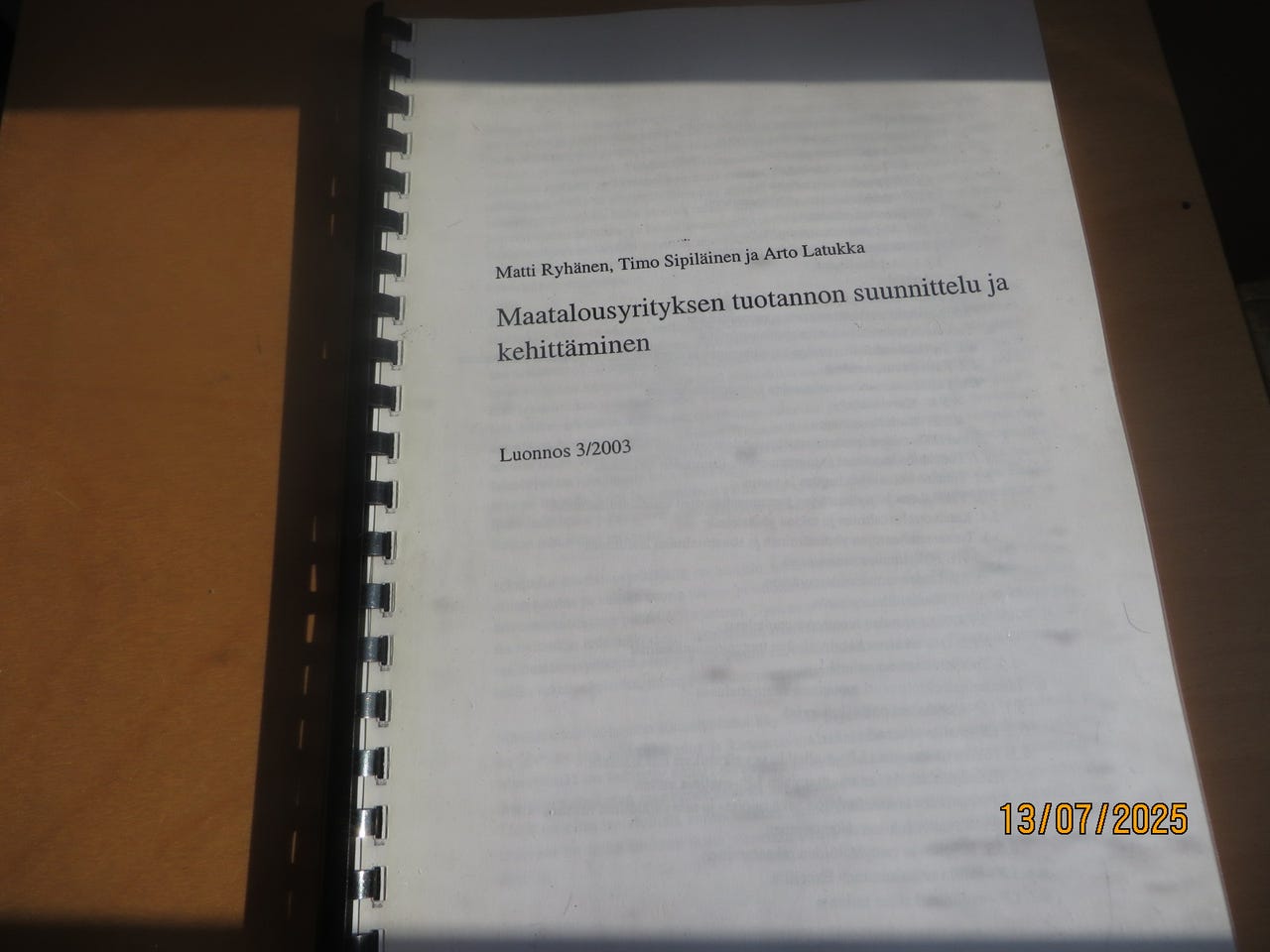 Maatalousyrityksen tuotannon suunnittelu ja kehittäminen