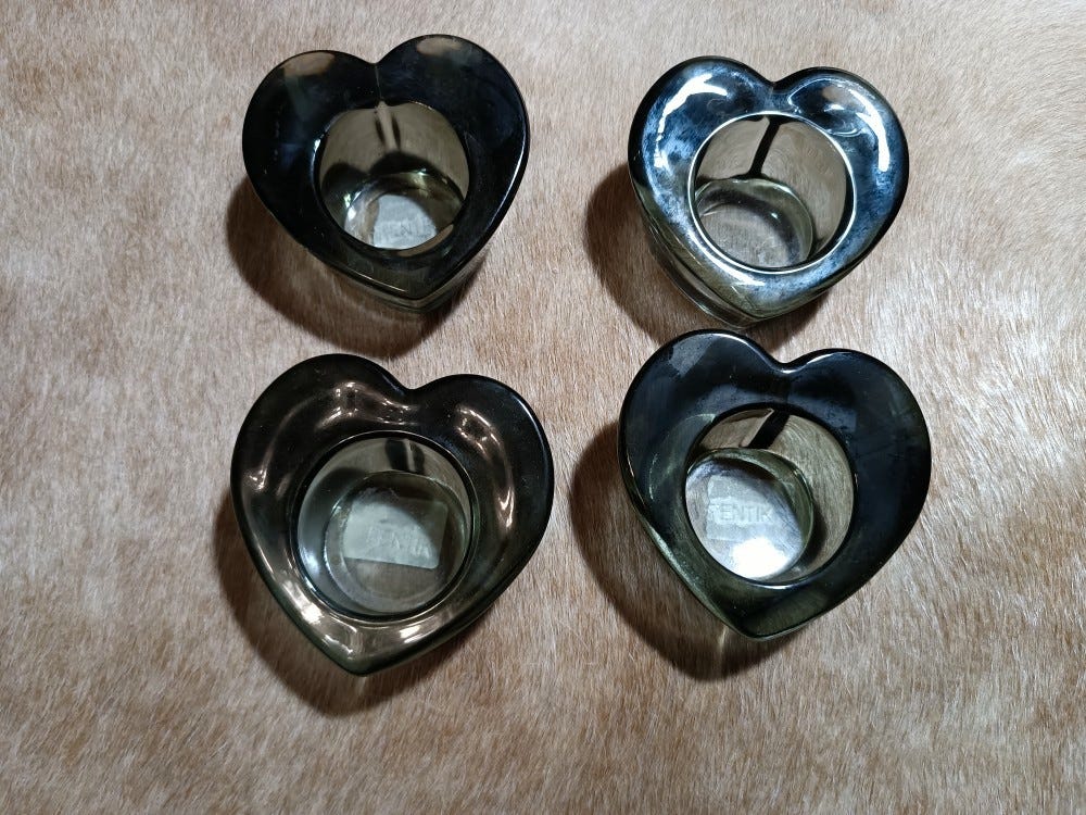 Pentik  2-4 kpl setti sydän tuikku kuppi harmaat