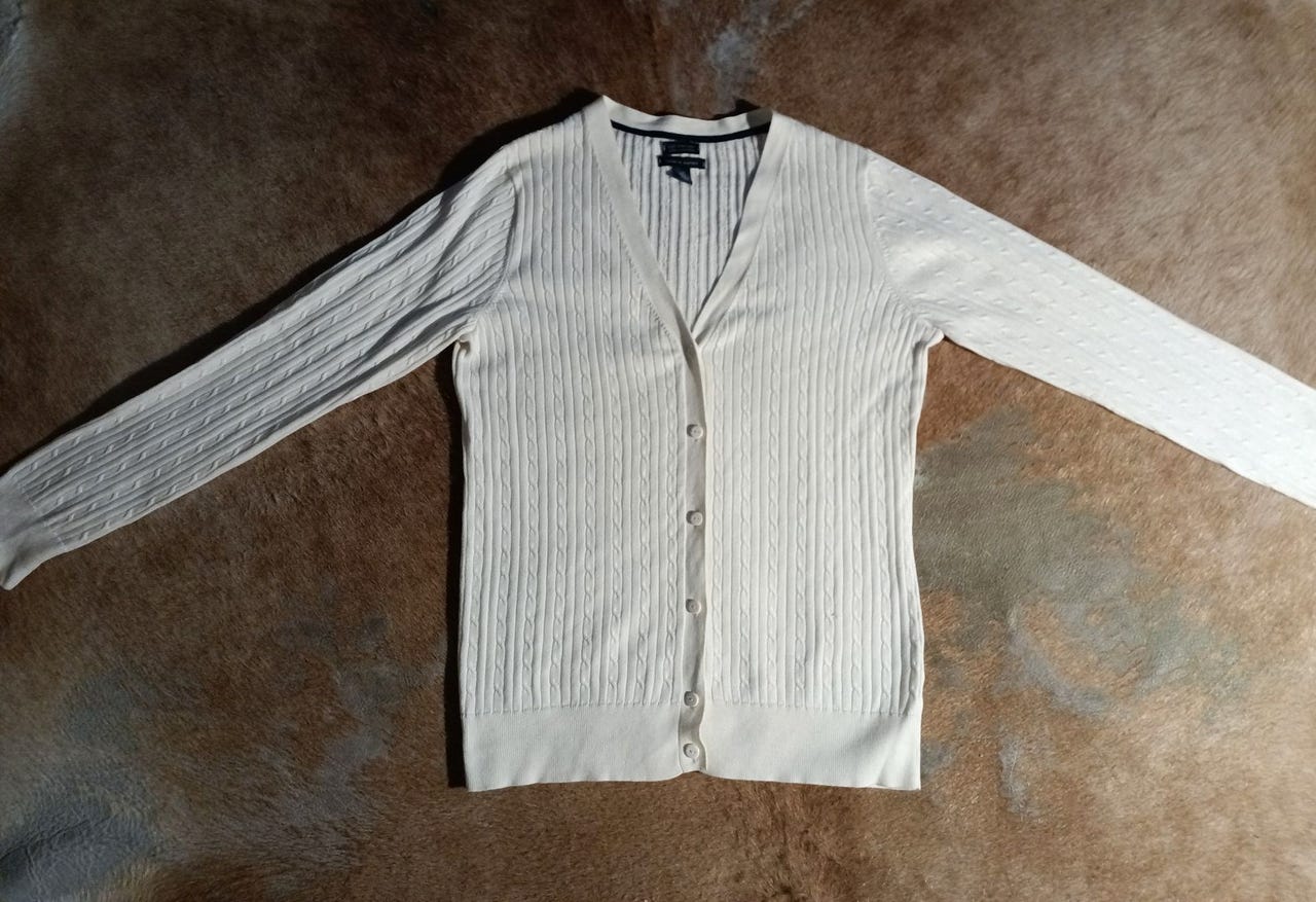 Tommy Hilfiger L puuvilla neule takki valkoinen