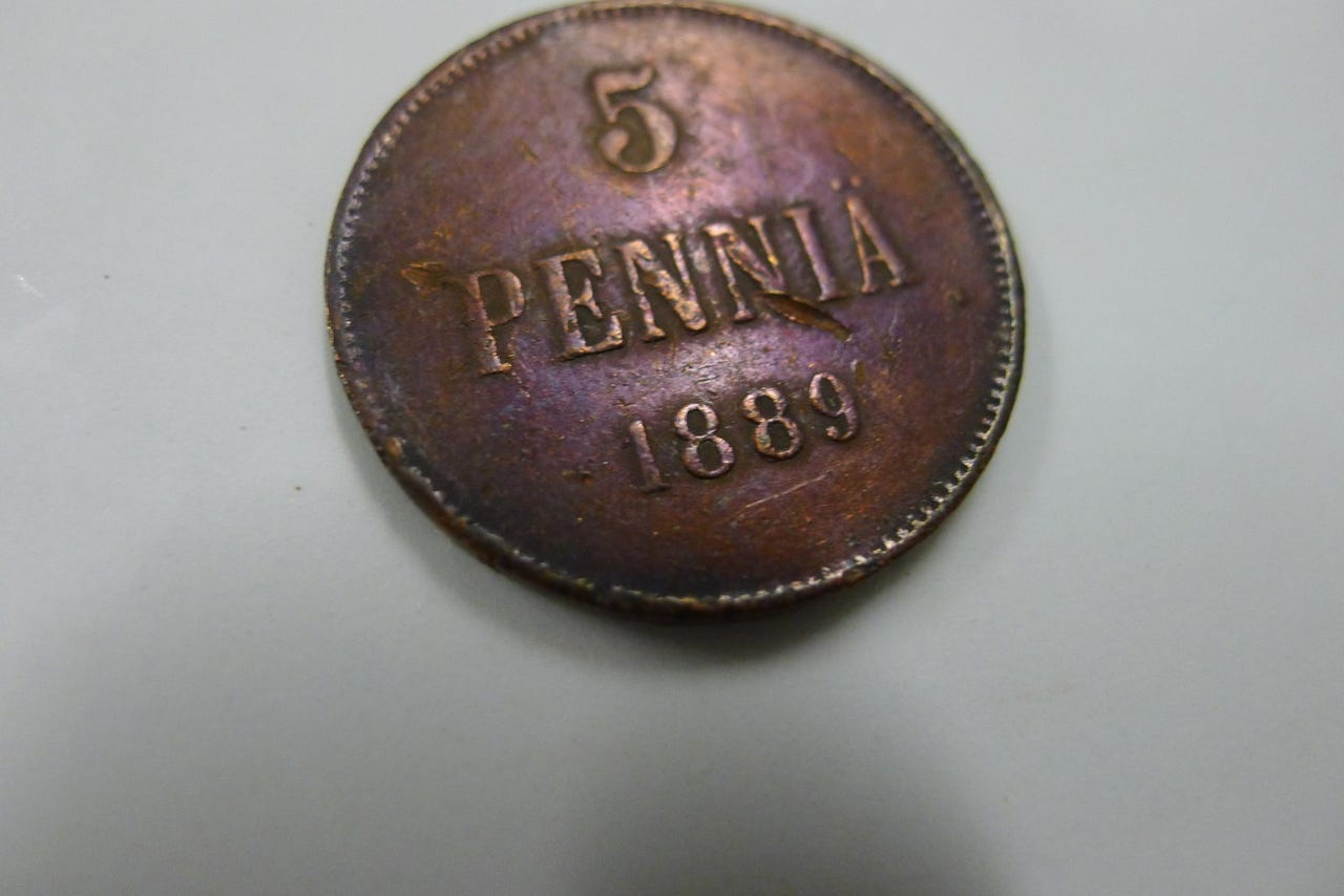 Suomi 1889 5 Pennia Kuparikolikko