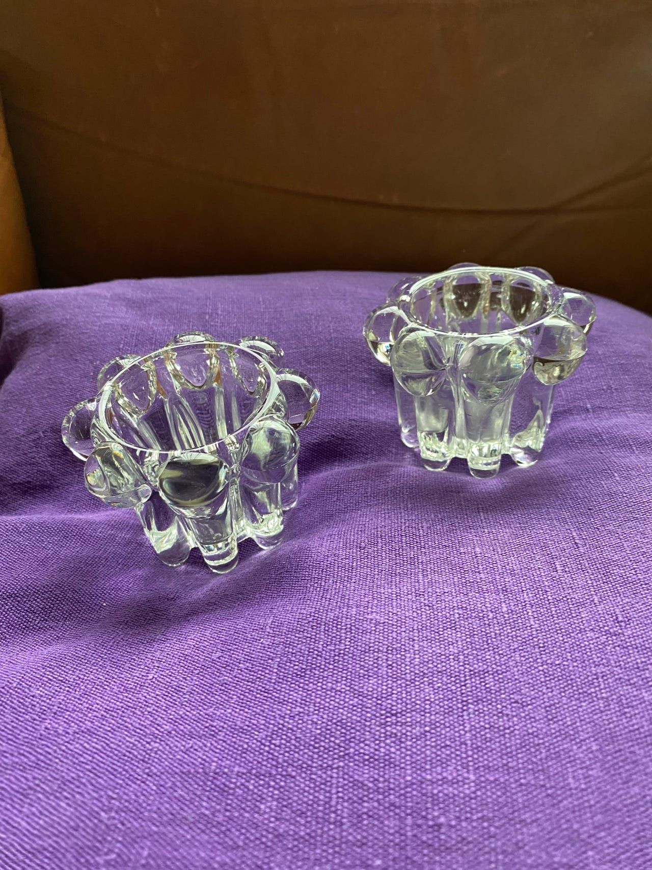 Set of three reversible candle holders from France