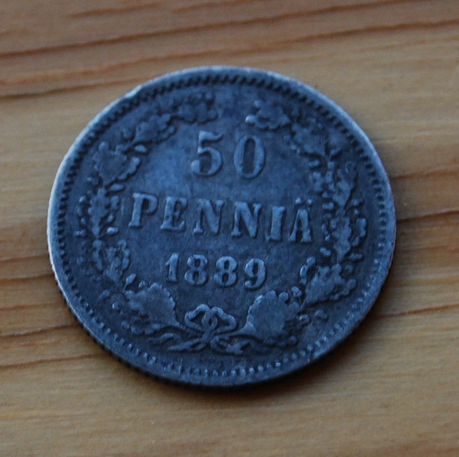 Suomi, 50 penniä 1889, Hopeaa, Aleksanteri III