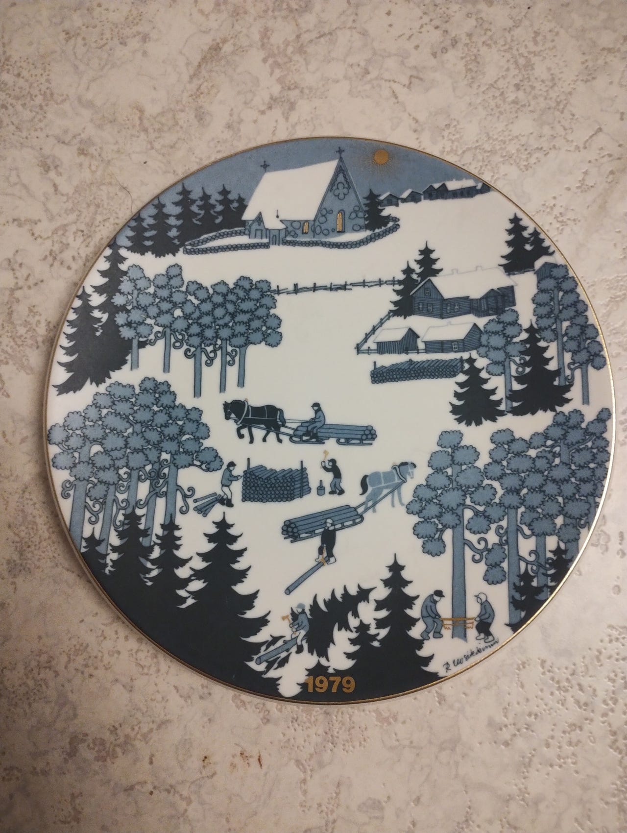 Arabia Joulu seinälautanen 1979. R. Uosikkinen.