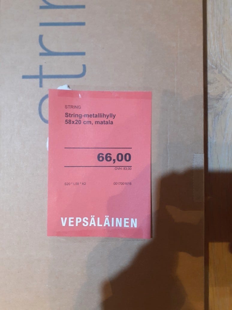 String system, metallihylly, musta, ovh 83