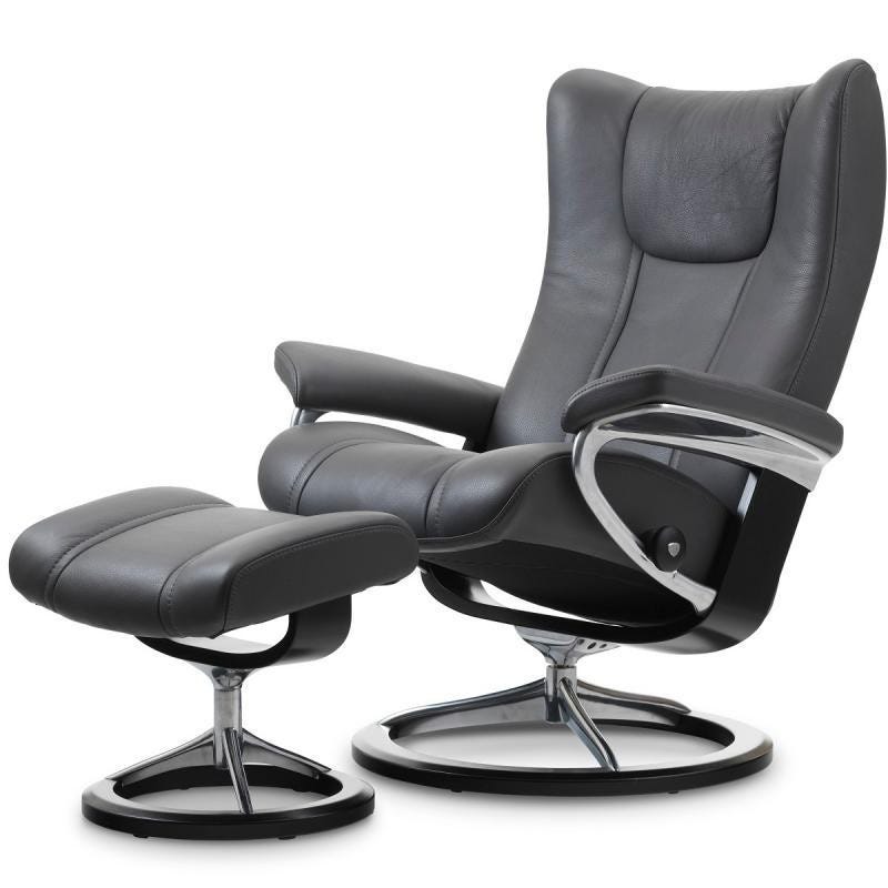 Uusi Stressless® Wing M Signature-tuoli + rahi
