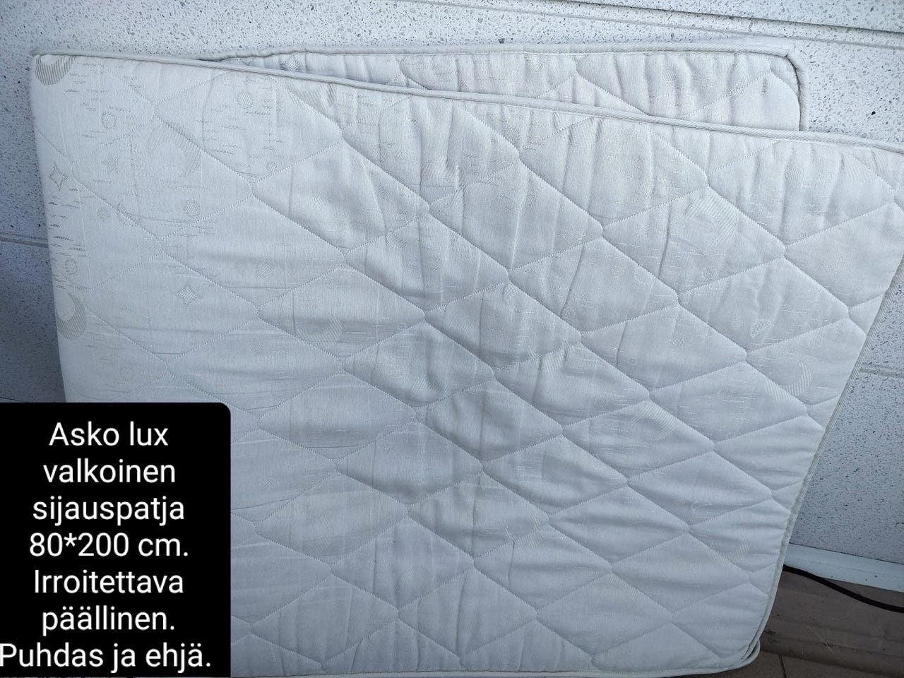 Asko Lux valkoinen sijauspatja 80 * 200 cm.