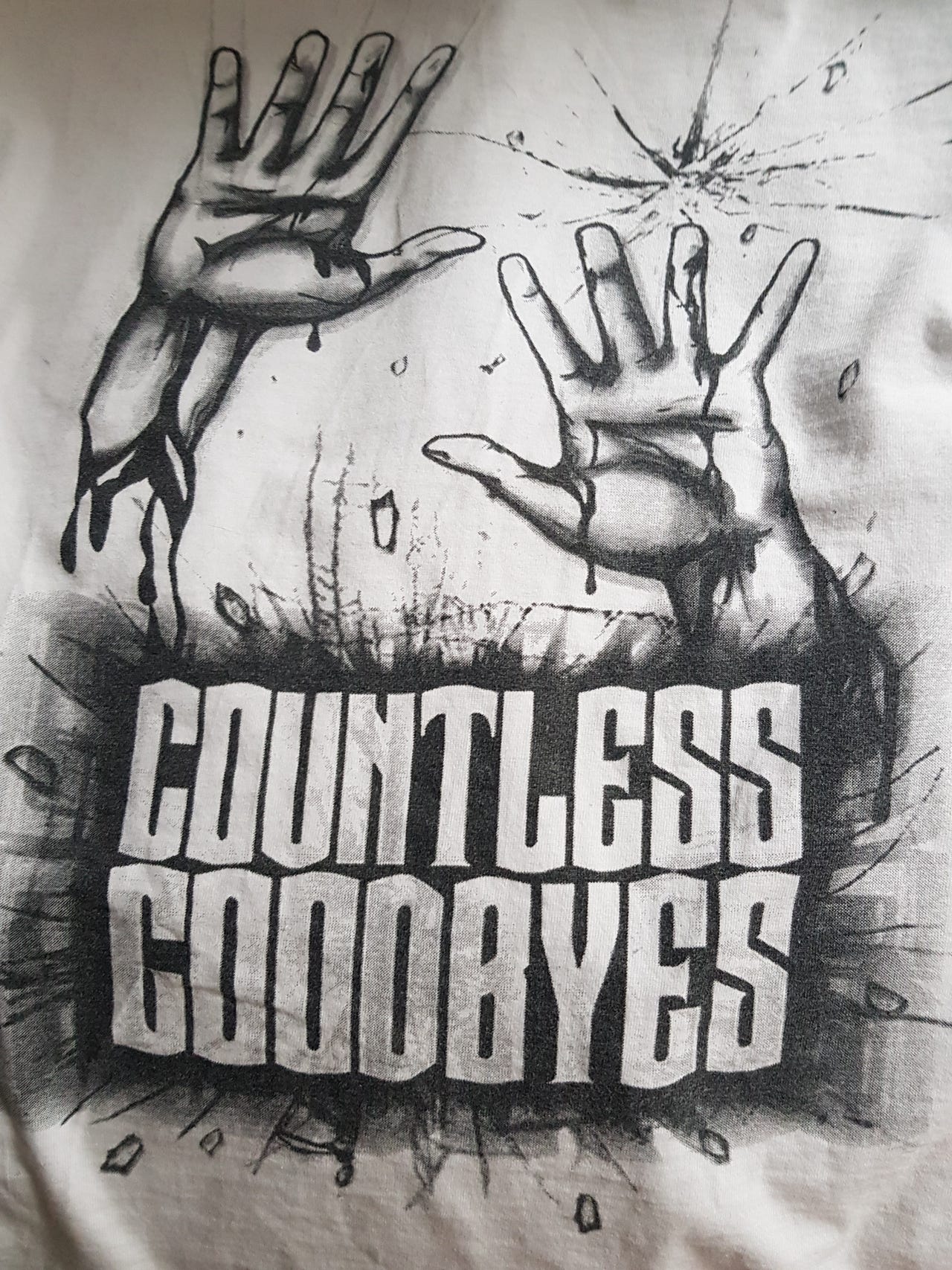 Valkoinen Countless Goodbyes t-paita (M ?)