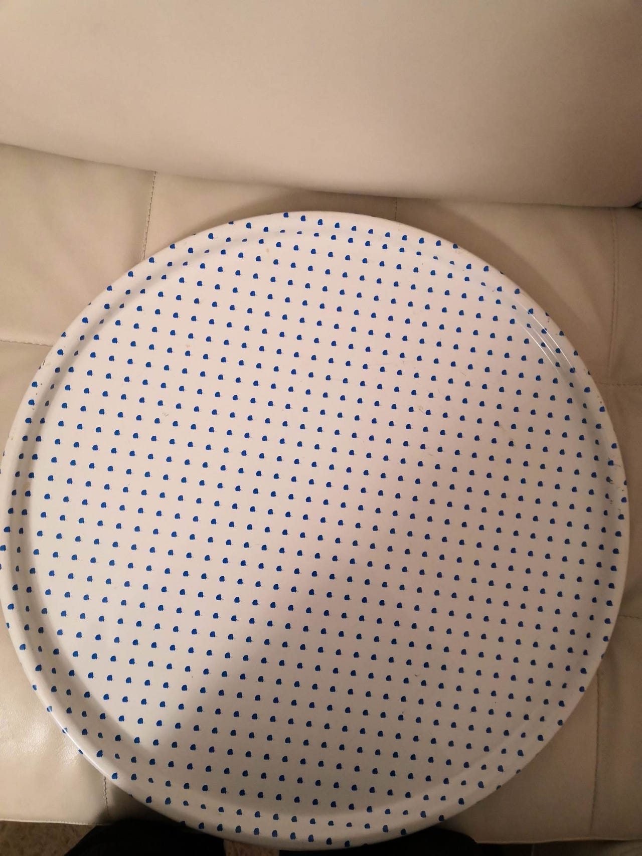 Tarjotin, peltinen iso, 48cm, sininen ruusu kuvio, Hki-Klaukkala