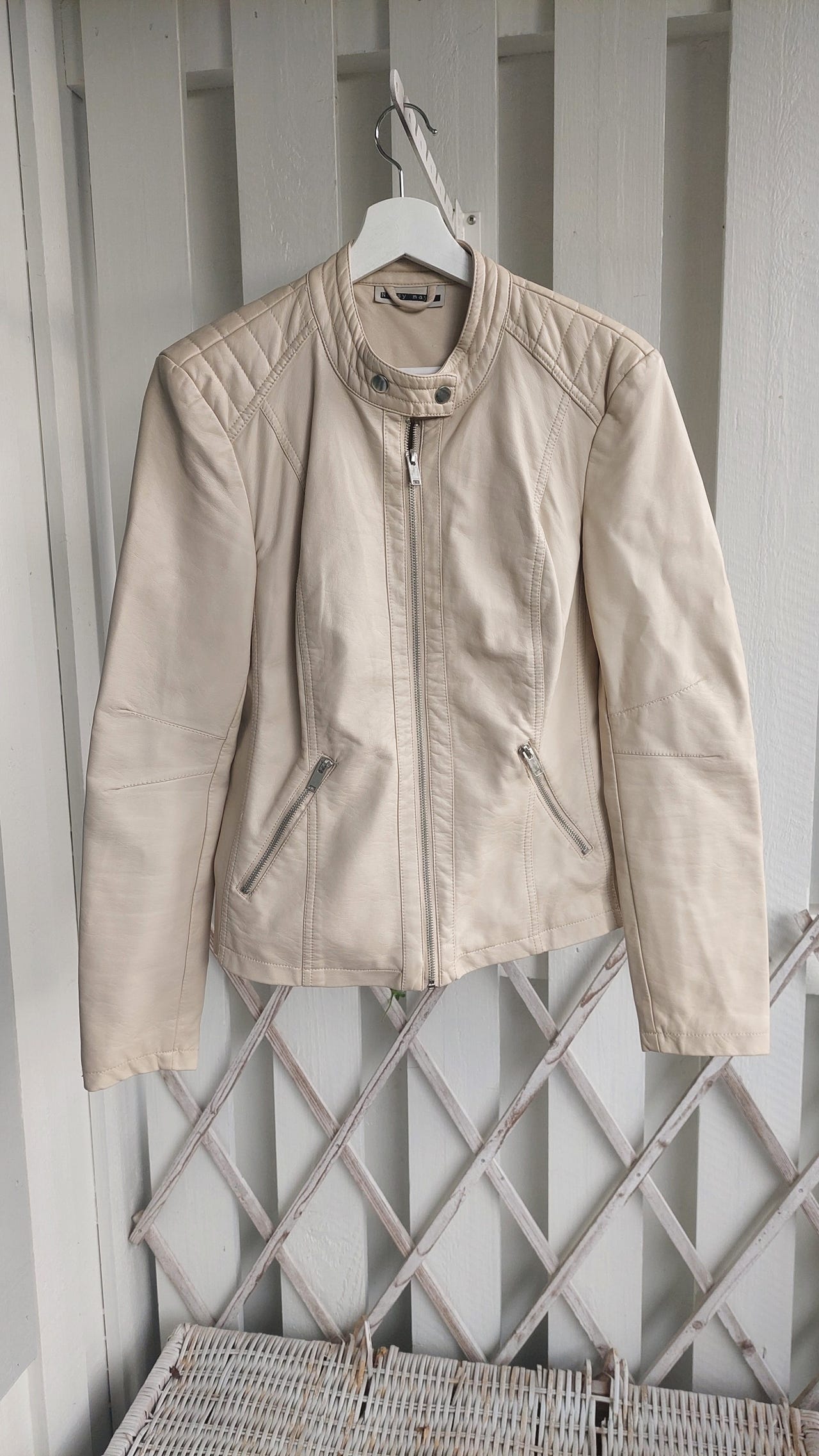 Keinonahkatakki beige, koko L