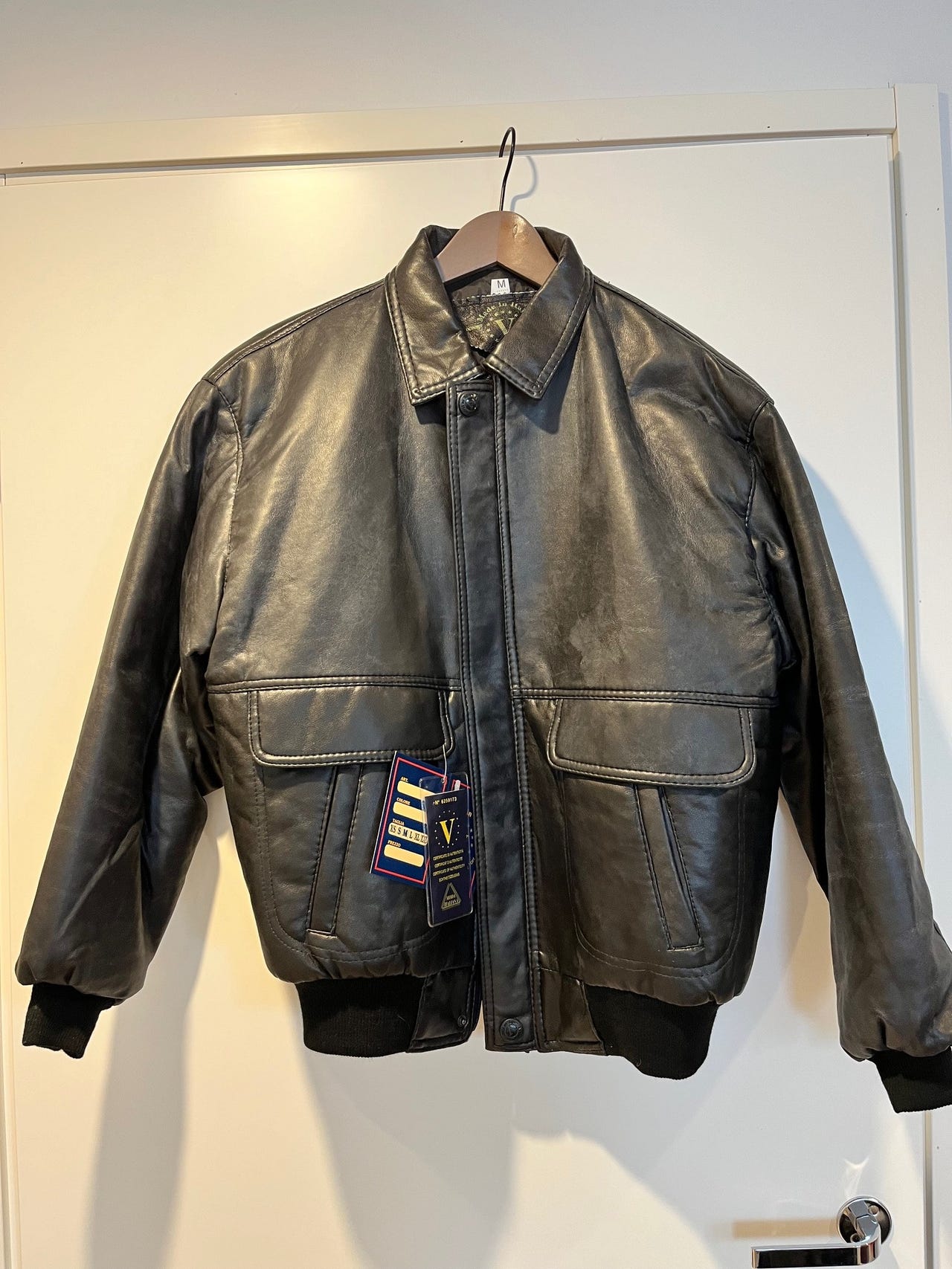Leather bomber jacket