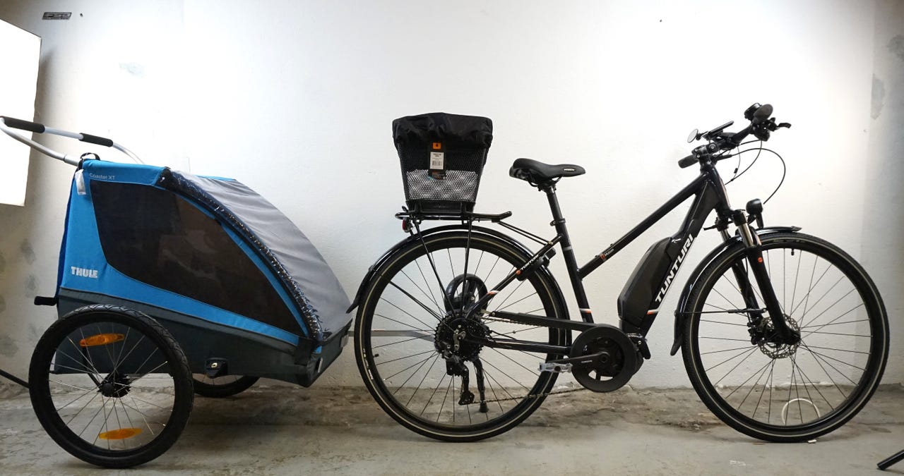 Erä Tunturi eMotion Lady Family Rider 28 10-v + Thule Coaster XT