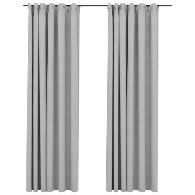 vidaXL Pellavamaiset pimennysverhot koukuilla 2 kpl harmaa 140x24