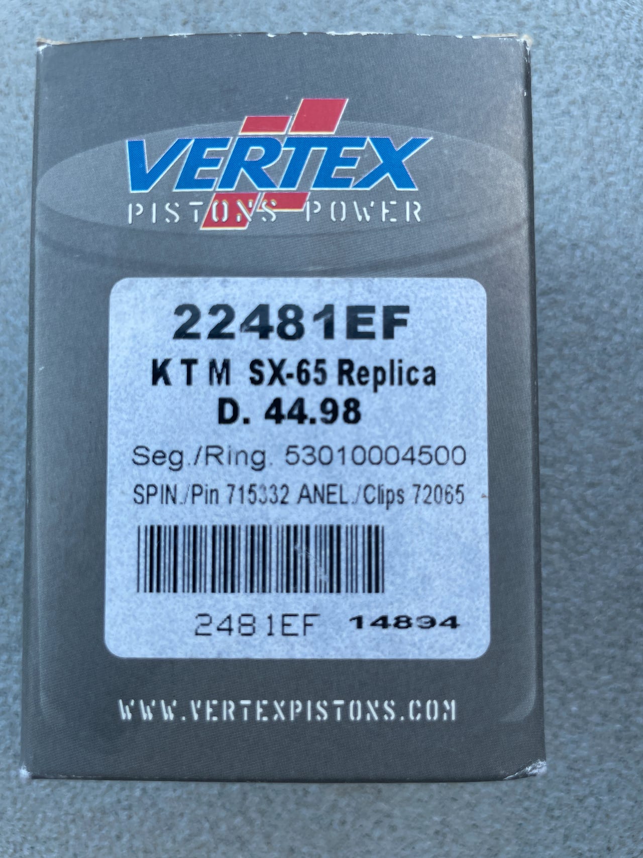 Vertex mäntä KTM SX65 44,98mm