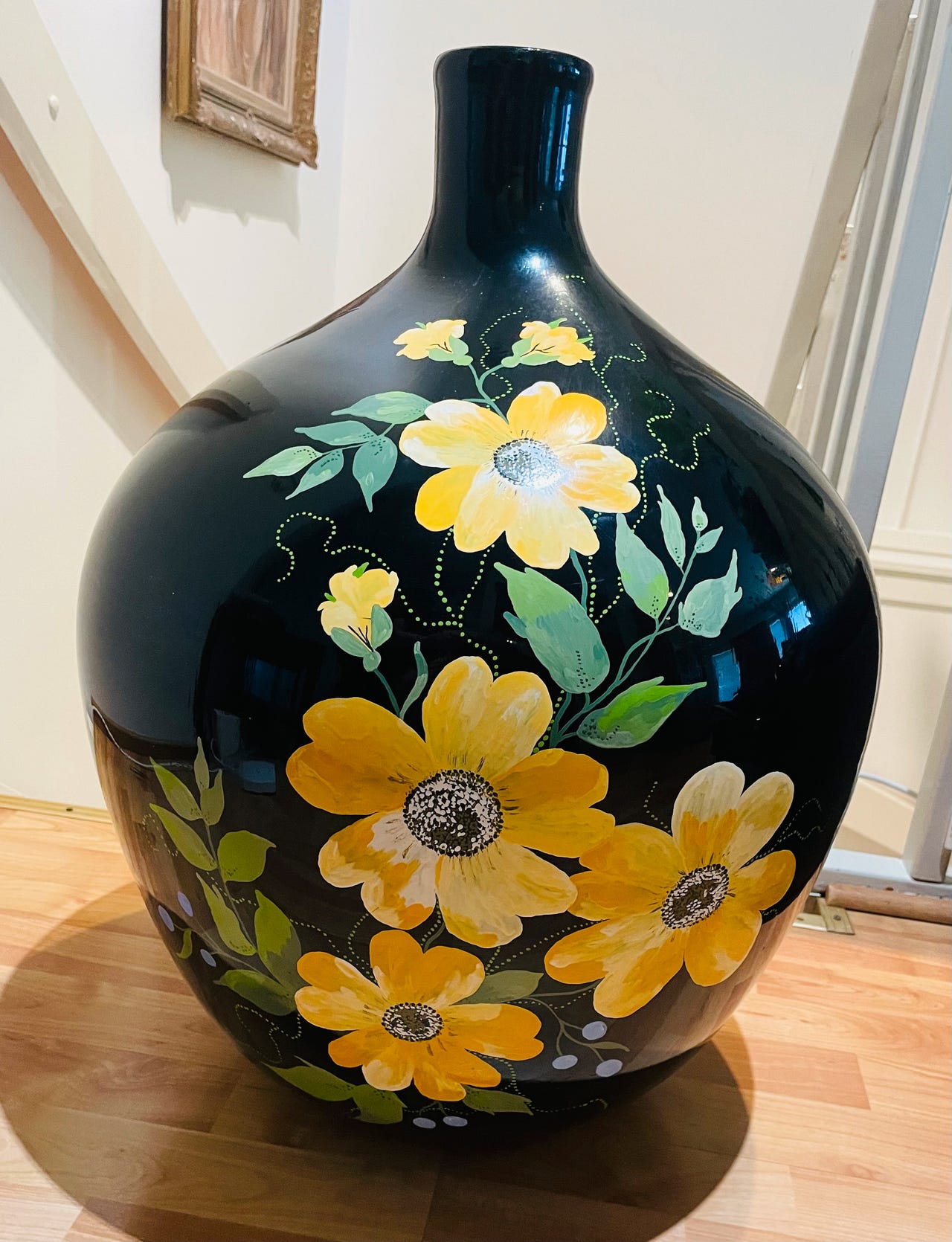 Käsinmaalattu Iso AIV-pullo Kukka-aiheinen | Tori