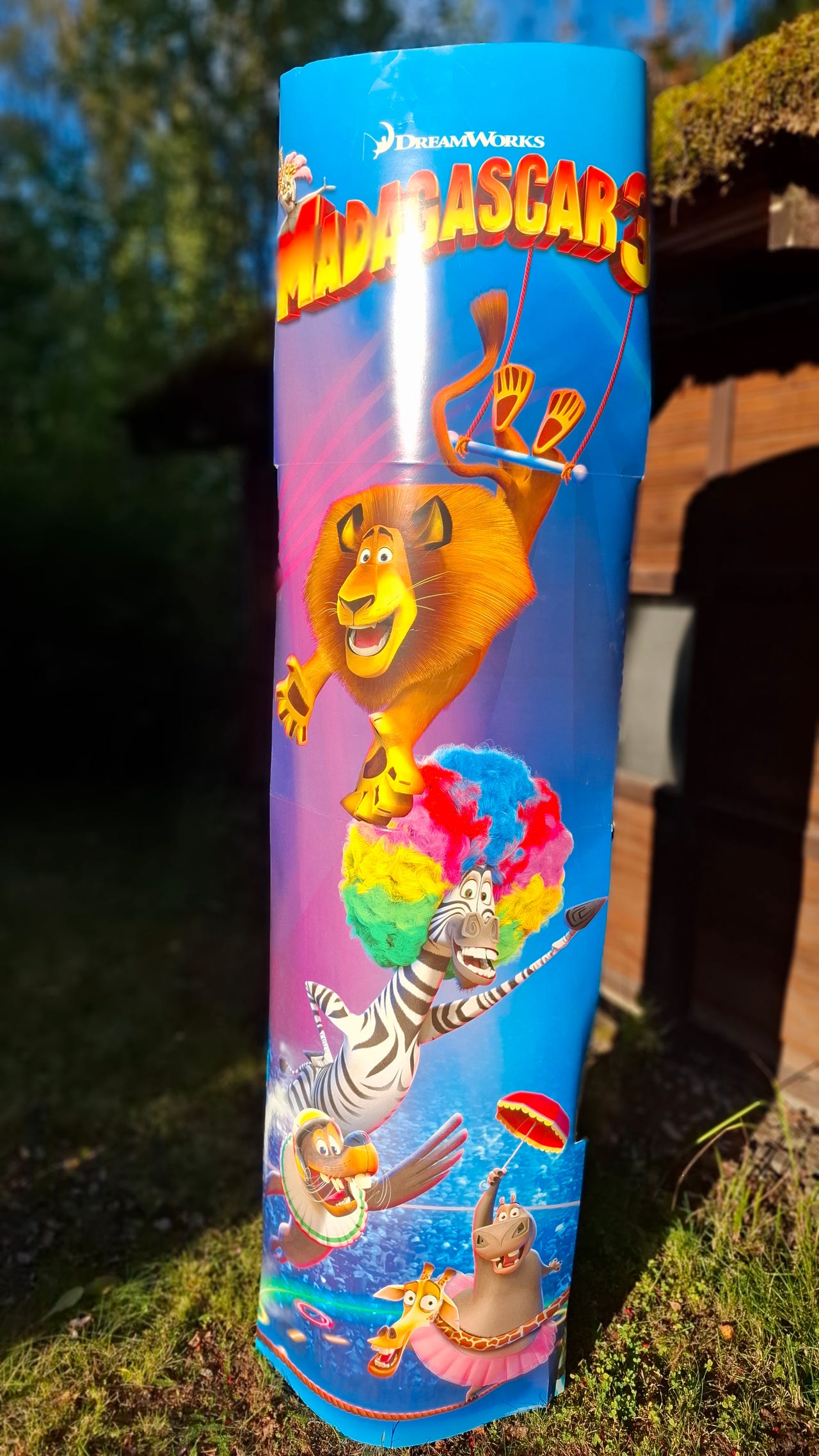 Madagascar 3 lastenelokuvan kaksipuoleinen mainospahvi iso