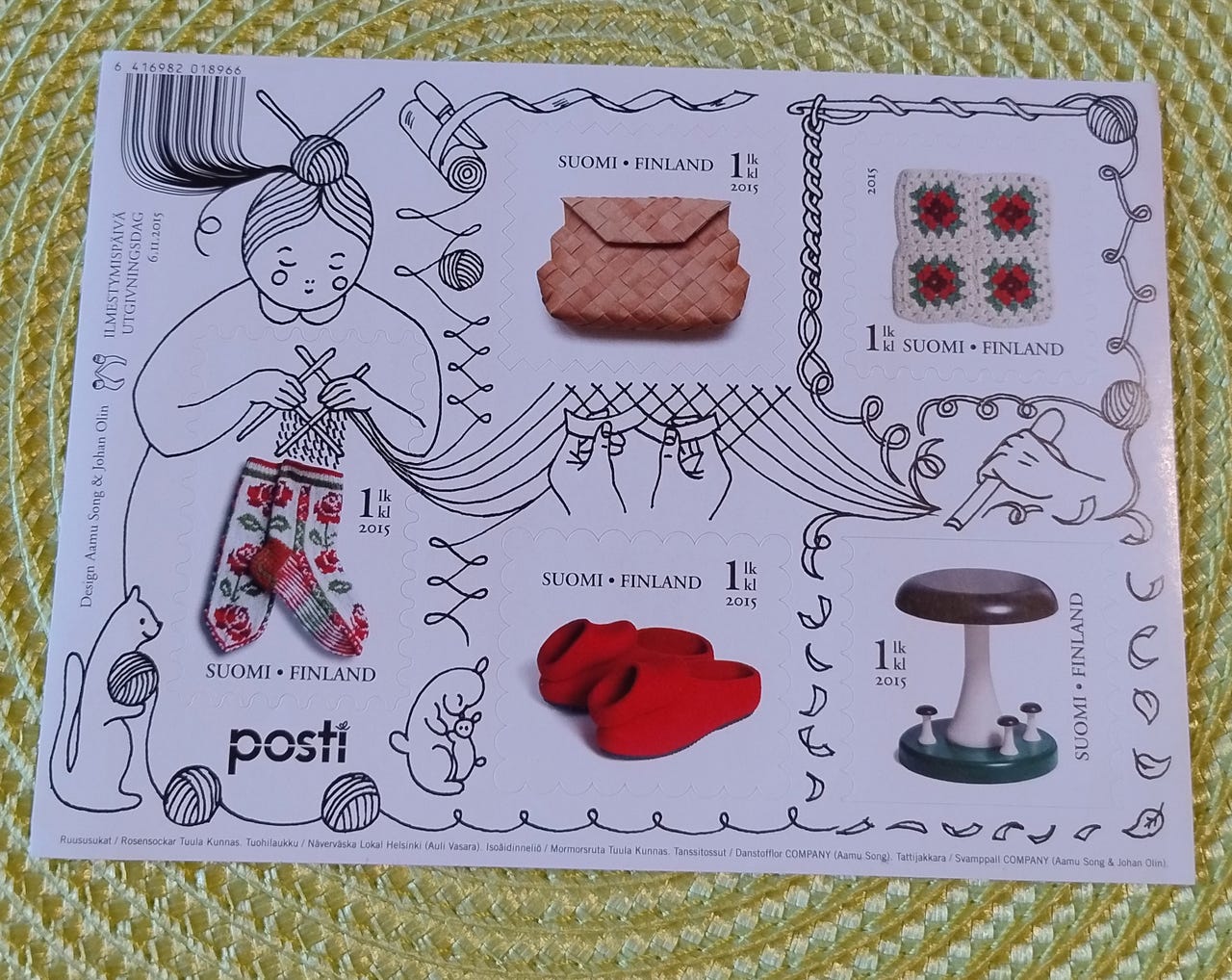 Postimerkkejä, arkki/5kpl