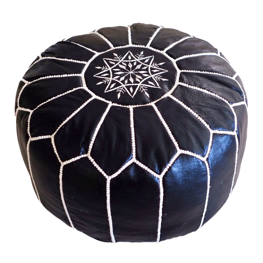 Ethnoway, Marokko-rahi musta nahka, ø 50 cm, ovh. 200 eur