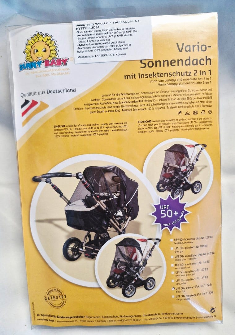 SUNNY BABY 2-in-1 VARIO Aurinkokatos Hyönteisverkolla
