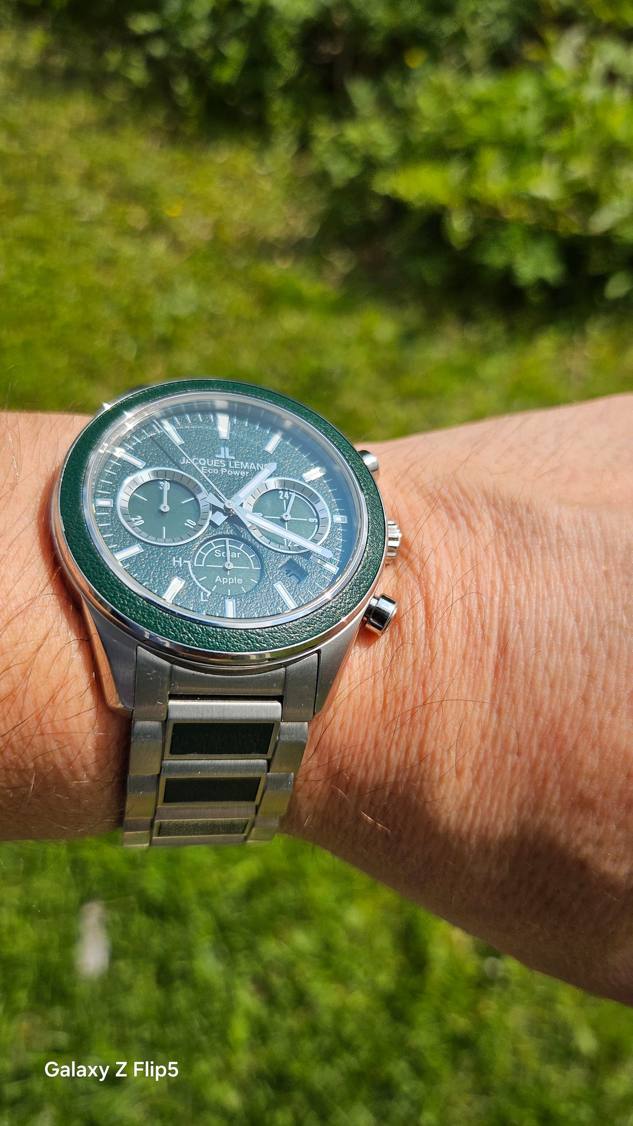 Jacques Lemans Eco Power Solar Vihreä/Nahka Ø44 mm