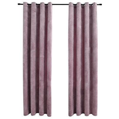 vidaXL Pimennysverhot renkailla 2 kpl sametti pinkki 140x175 cm(s