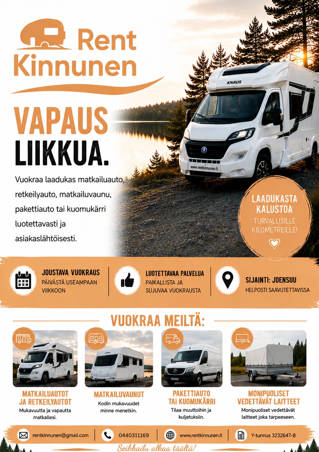 VUOKRATAAN Matkailuvaunu / Asuntovaunu www.rentkinnunen.fi