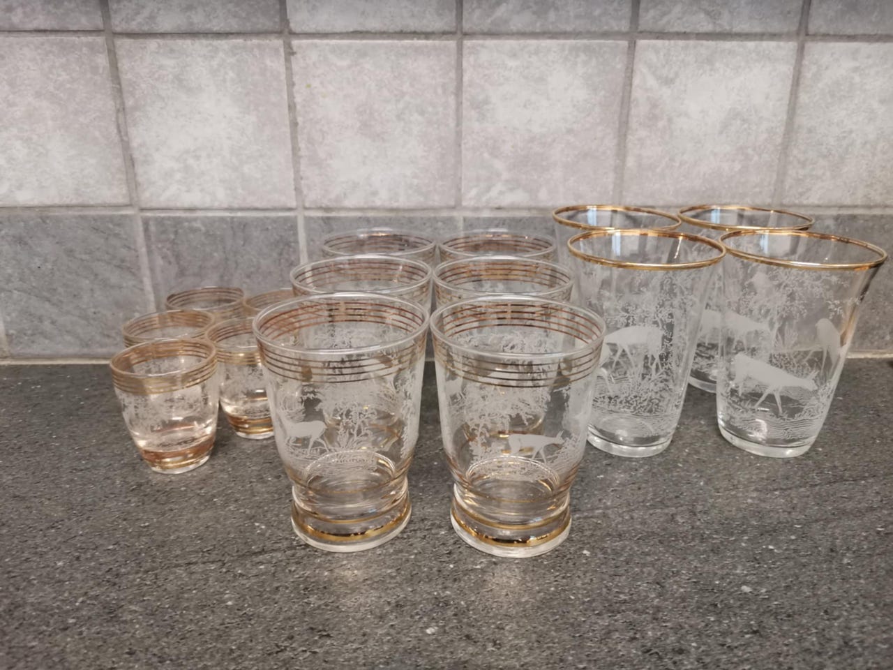 Vintage hirvi/peura /poro kristalli lasit