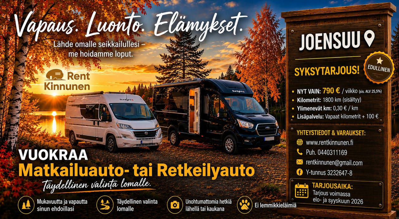 Vuokrataan Matkailuauto / Asuntoauto /Matkailuauton vuokraus www.