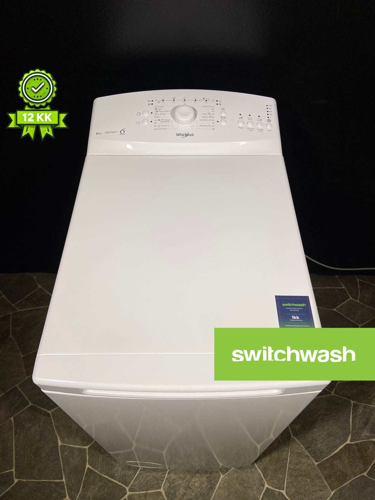 Whirlpool 6kg 1000rpm pesukone pieneen tilaan