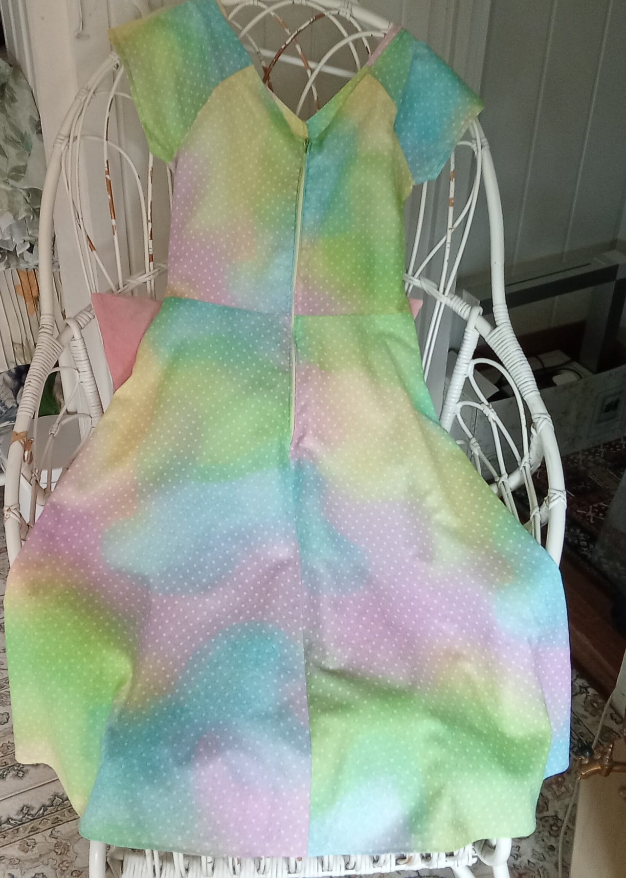Värikäs retro puuvilla mekko / leninki 38