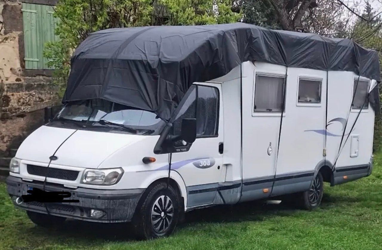 Vedenpitävä Carplus Suojapeite Matkailuautolle 8500mm pitkä