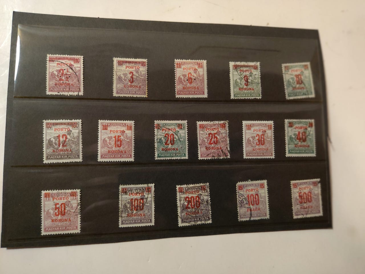 KORONA, Unkarin lunastus- ja kolmioreikämerkkejä 1920-luvulta