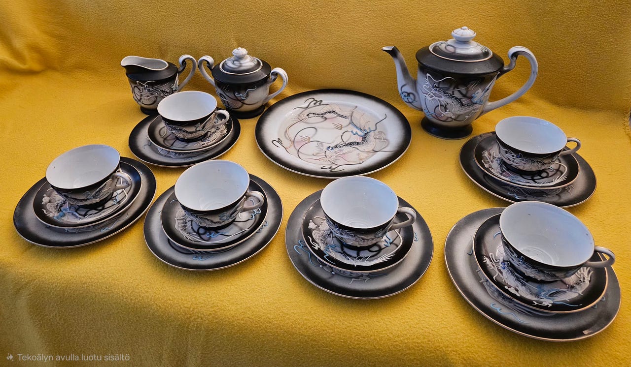 Dragonware-teesetti. Japanilainen. Käsin tehty.