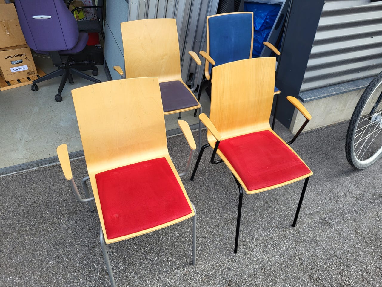Tuoli punainen/violetti/sininen, 4 kpl