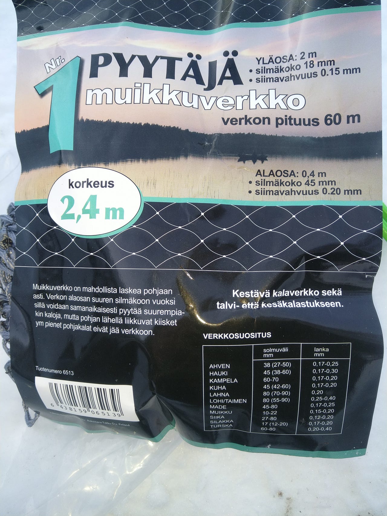 Muikkuverkkoja 14,15,16,17,18,19mm uusia