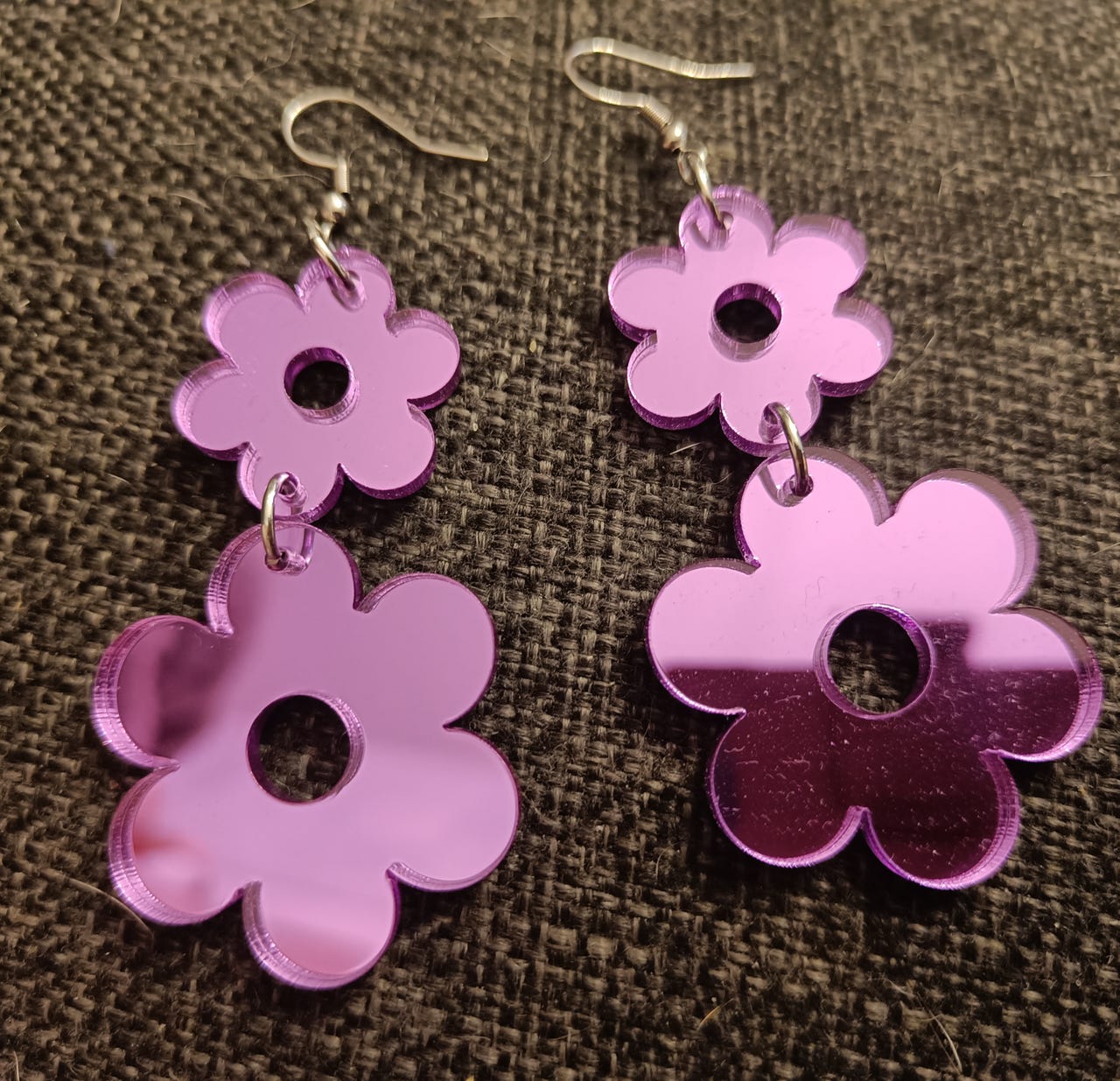 Purple flower earrings