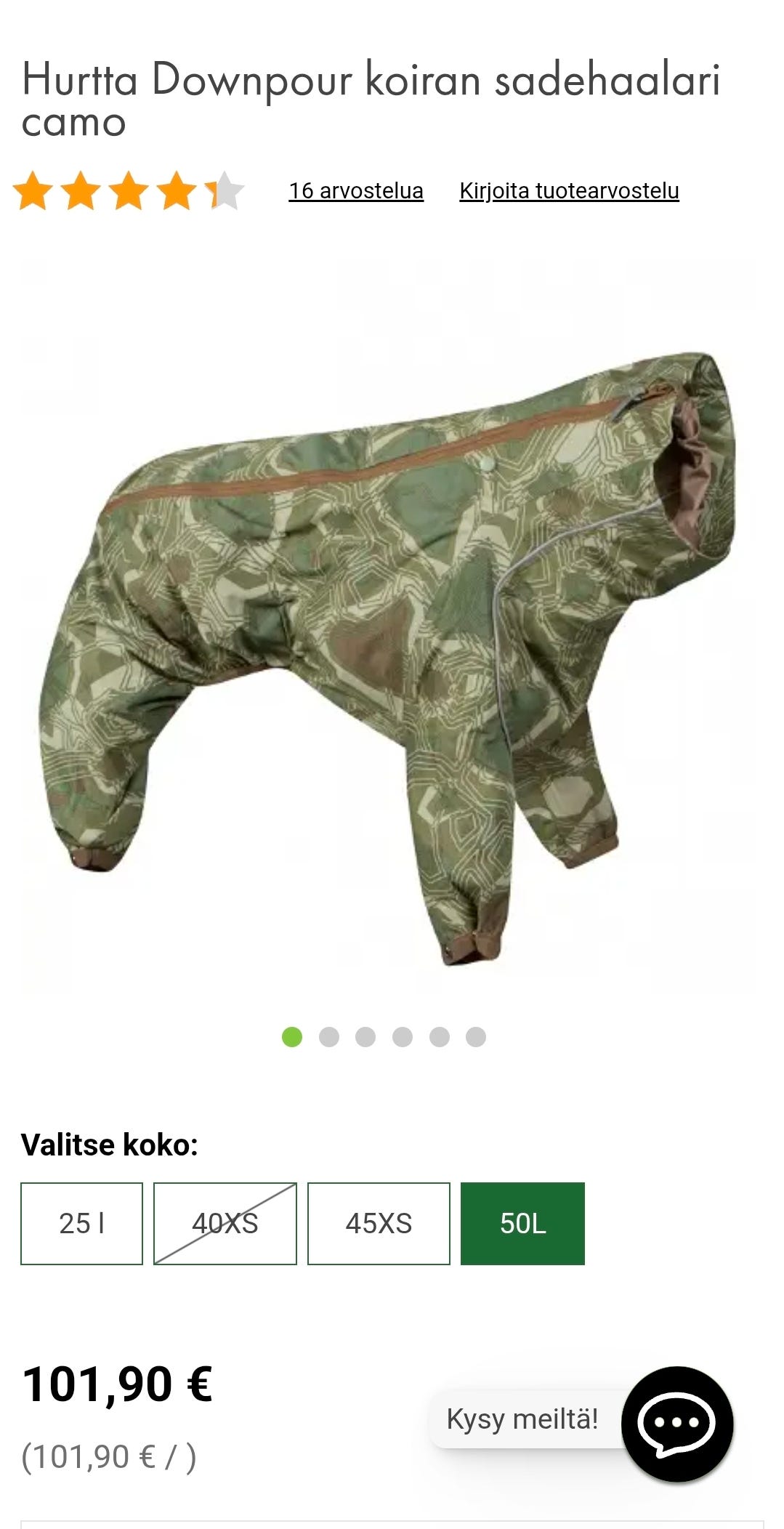 Sadehaalari koiralle, Hurtta Downbour Camo