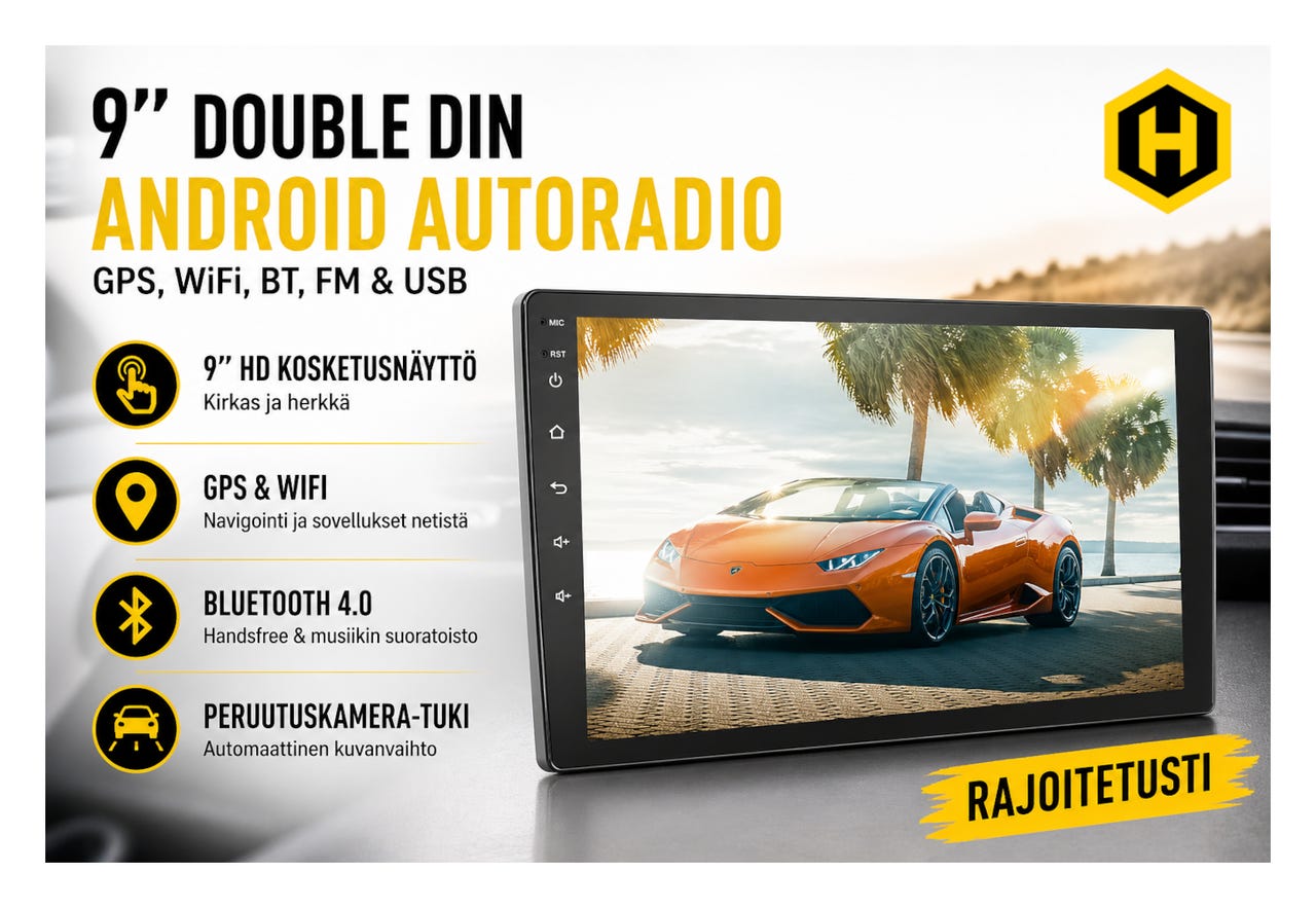 \u{d83d}\u{de97} 9" Double Din Android-autosoitin – GPS, WiFi, Bl
