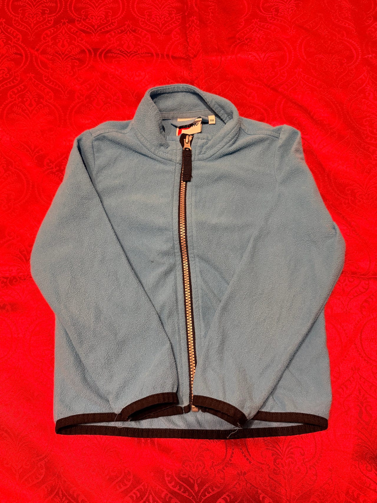 Sininen fleece vetoketjulla koko 110