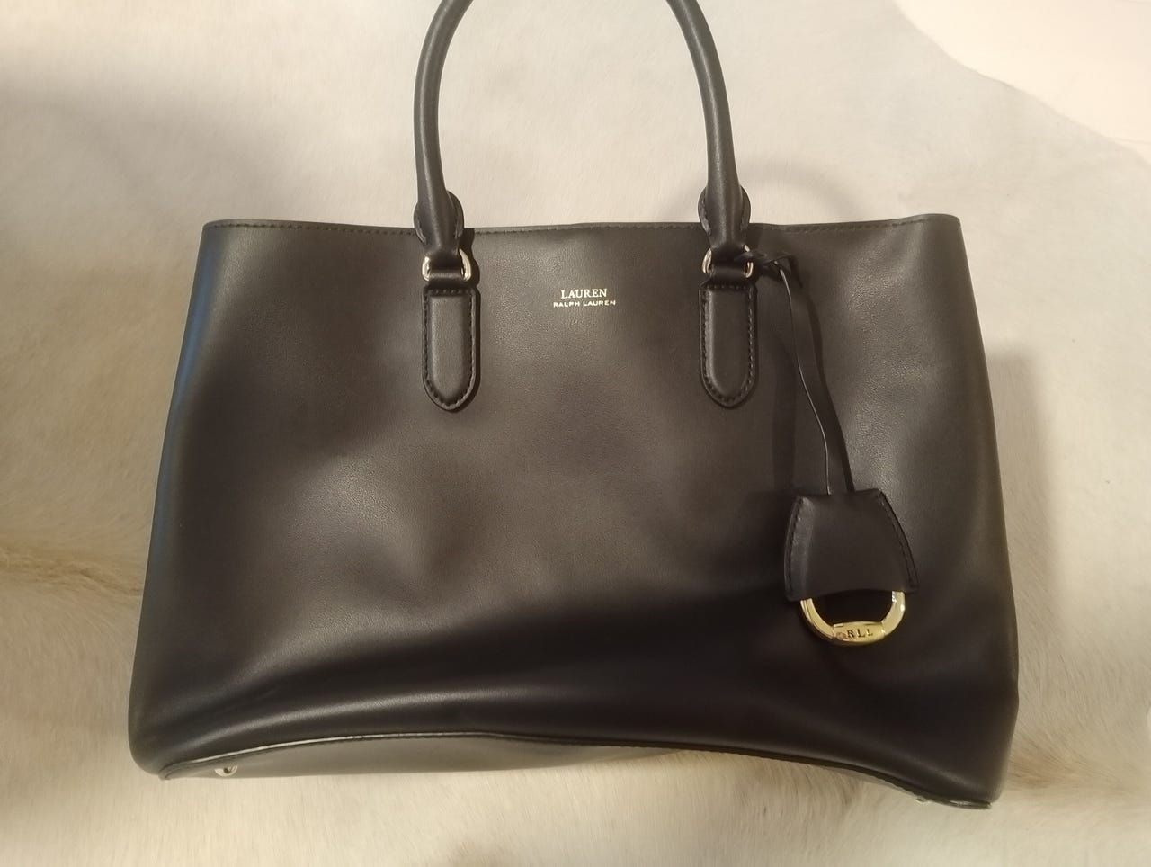 Ralph Lauren Dryden Marcy Leather Tote bag (black/red) | Tori