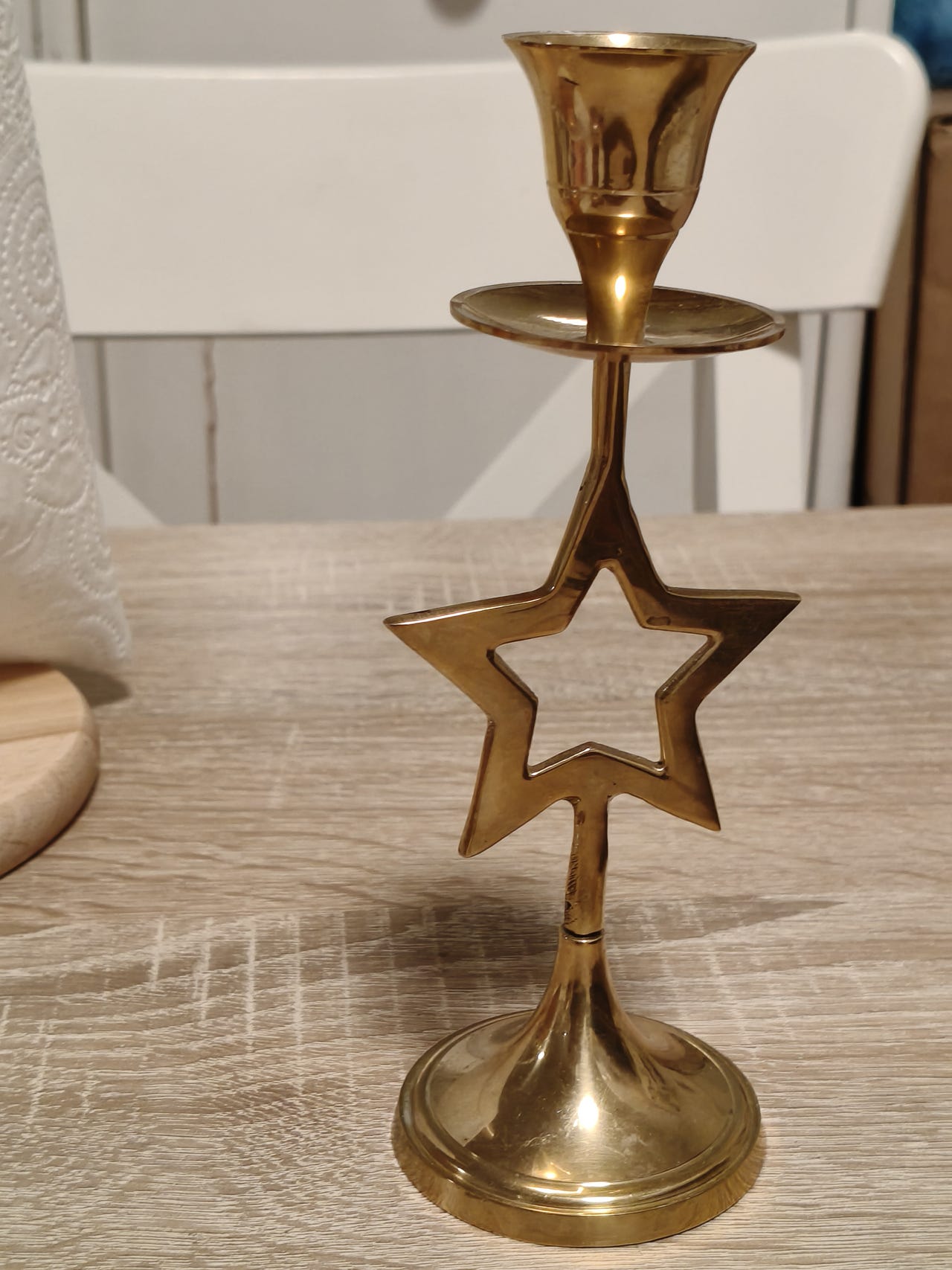 Vintage messinkinen kynttilänjalka