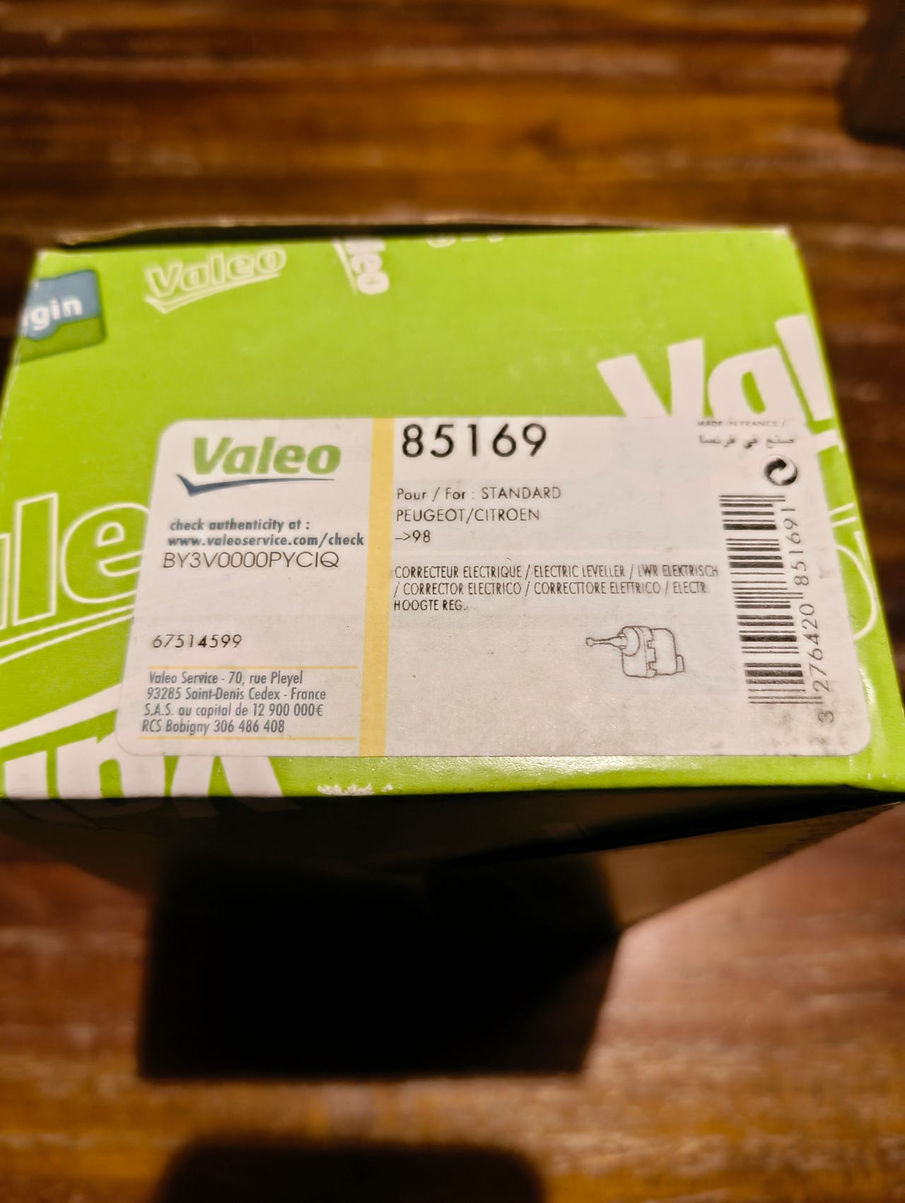 Ajovalojen säätömoottori PSA, Fiat