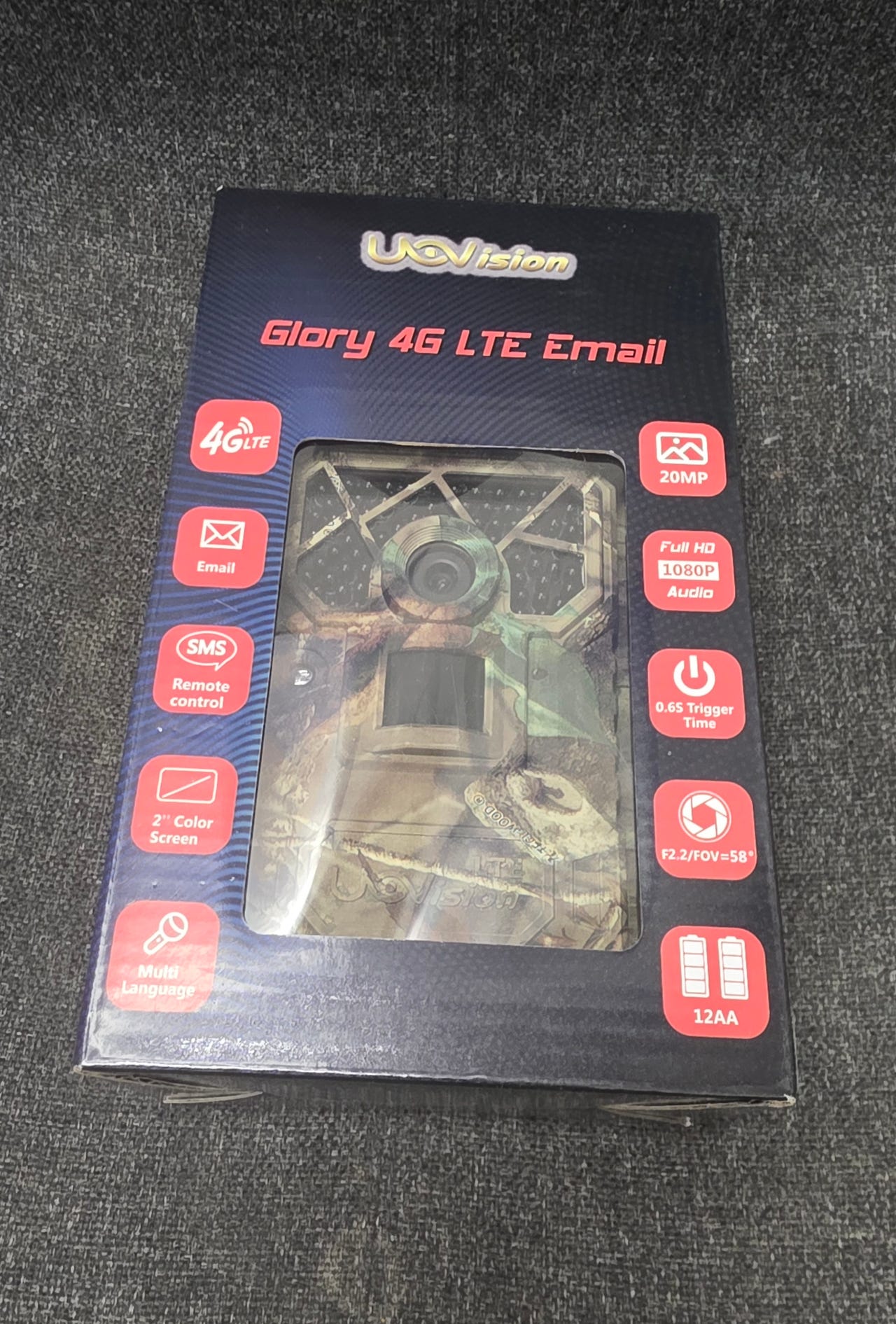 Uovision Glory 4G LTE eMail 20MP Full HD etäohjattava riistakamer