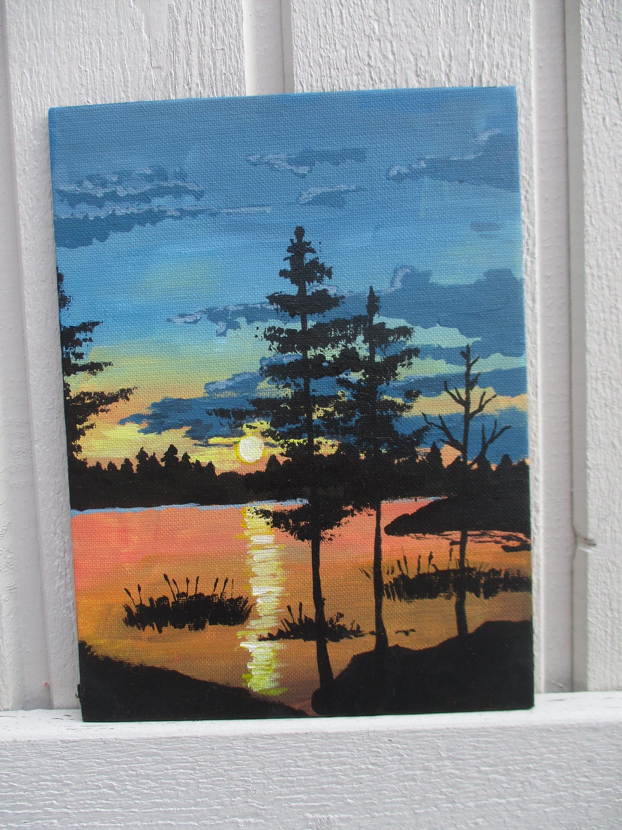 Akryylitaulu Midsummer night, järvimaisema