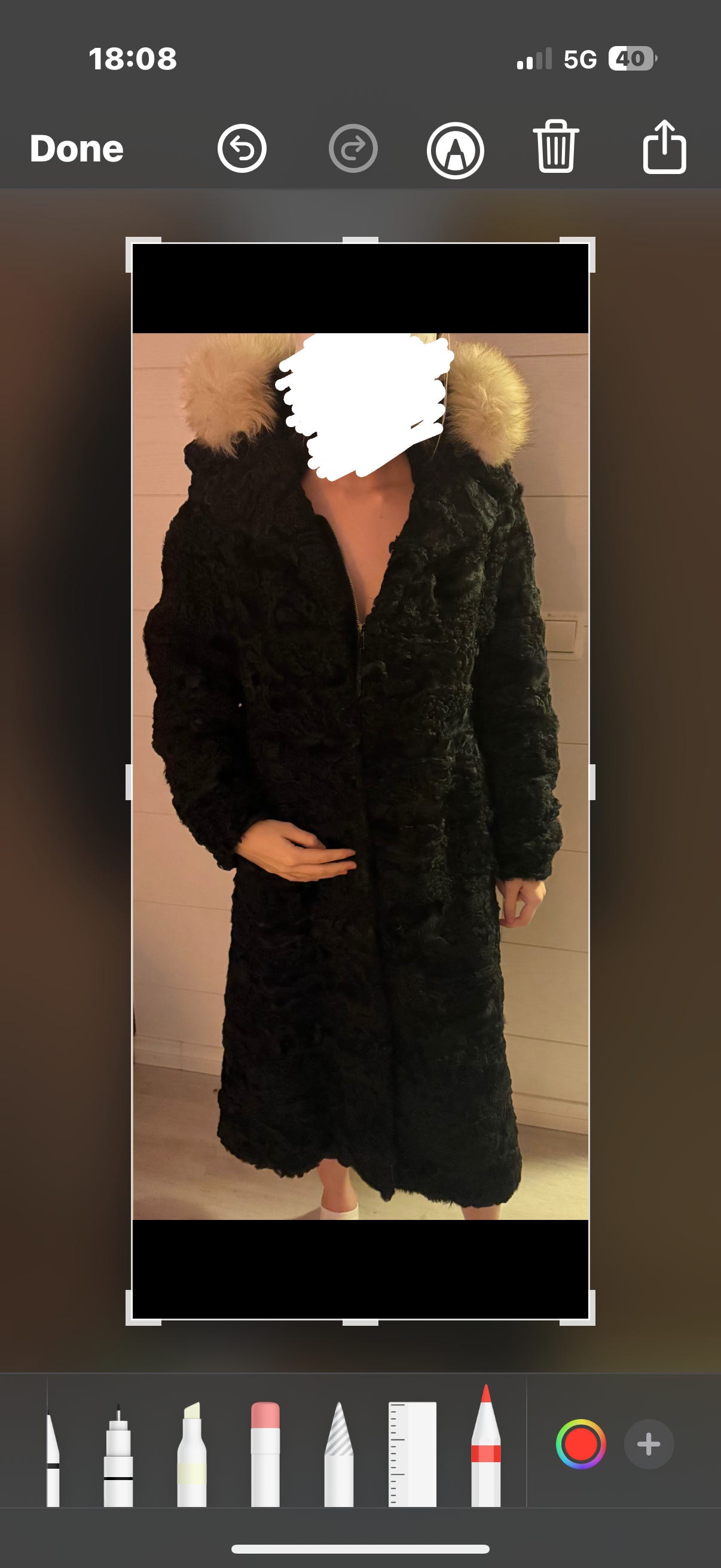 Naisten pitkä musta turkistakki S
