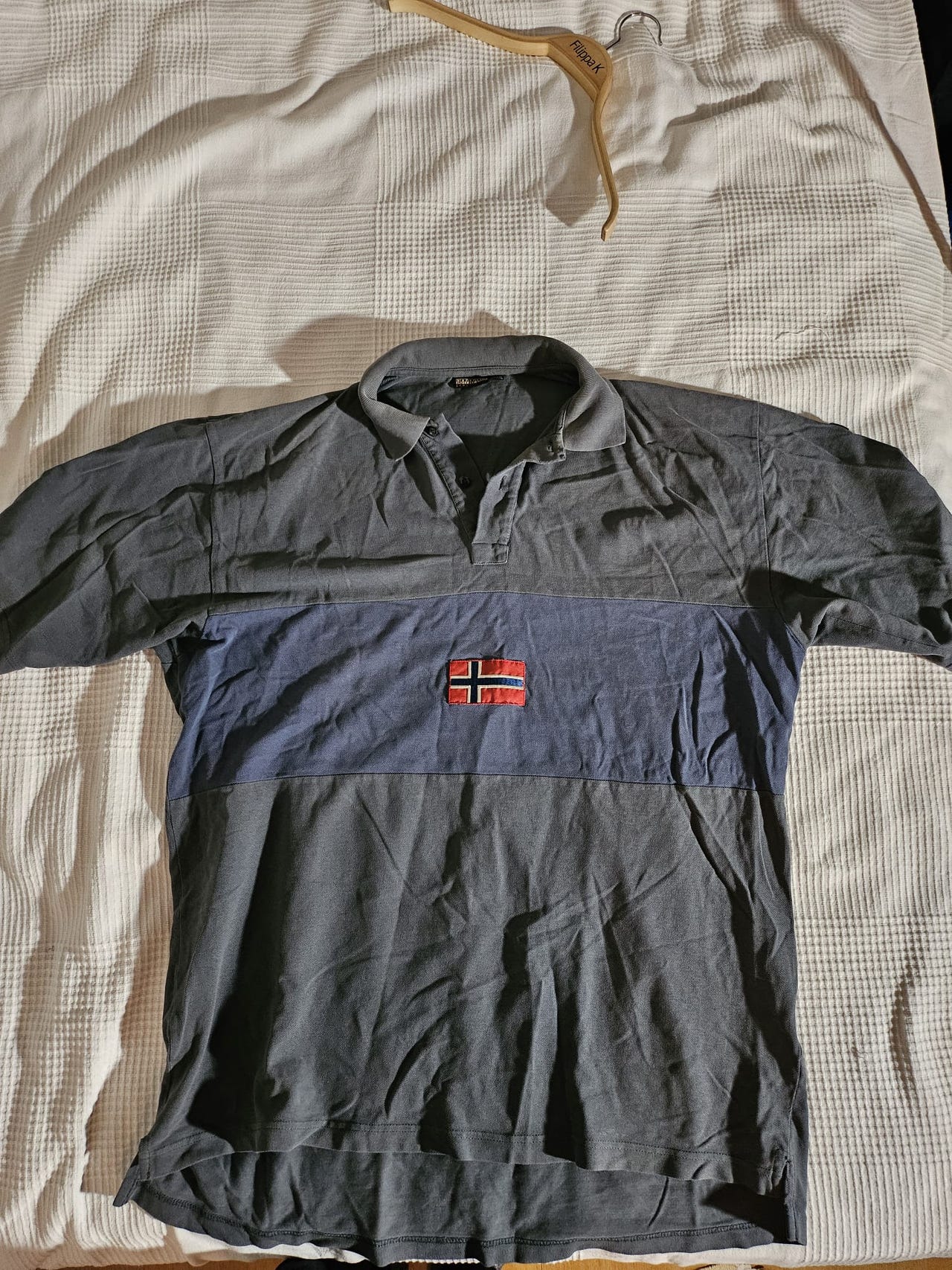 Vintage Napapijri Geographic polo-paita XXL harmaa/sininen