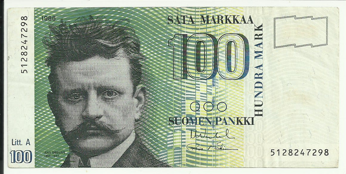 Suomen Pankki 100 markkaa seteli 1986 Liit.A No 5128247298 | Tori