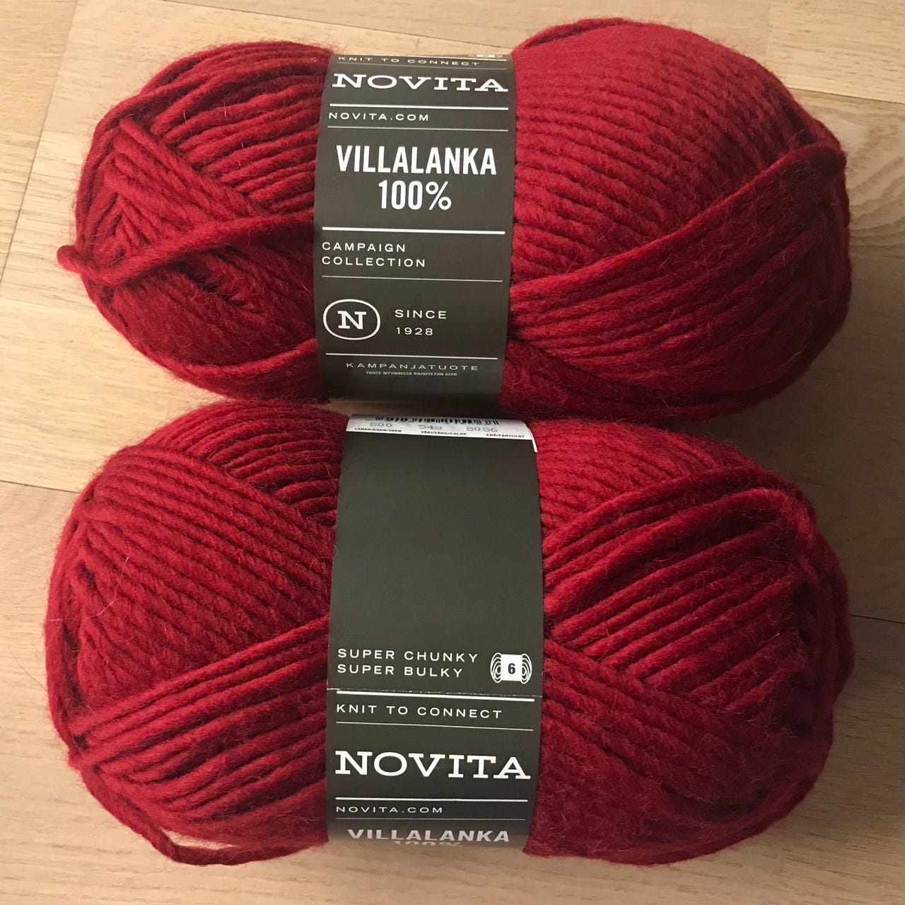 Novita villalankoja kaksi kerää viininpunainen 400 g