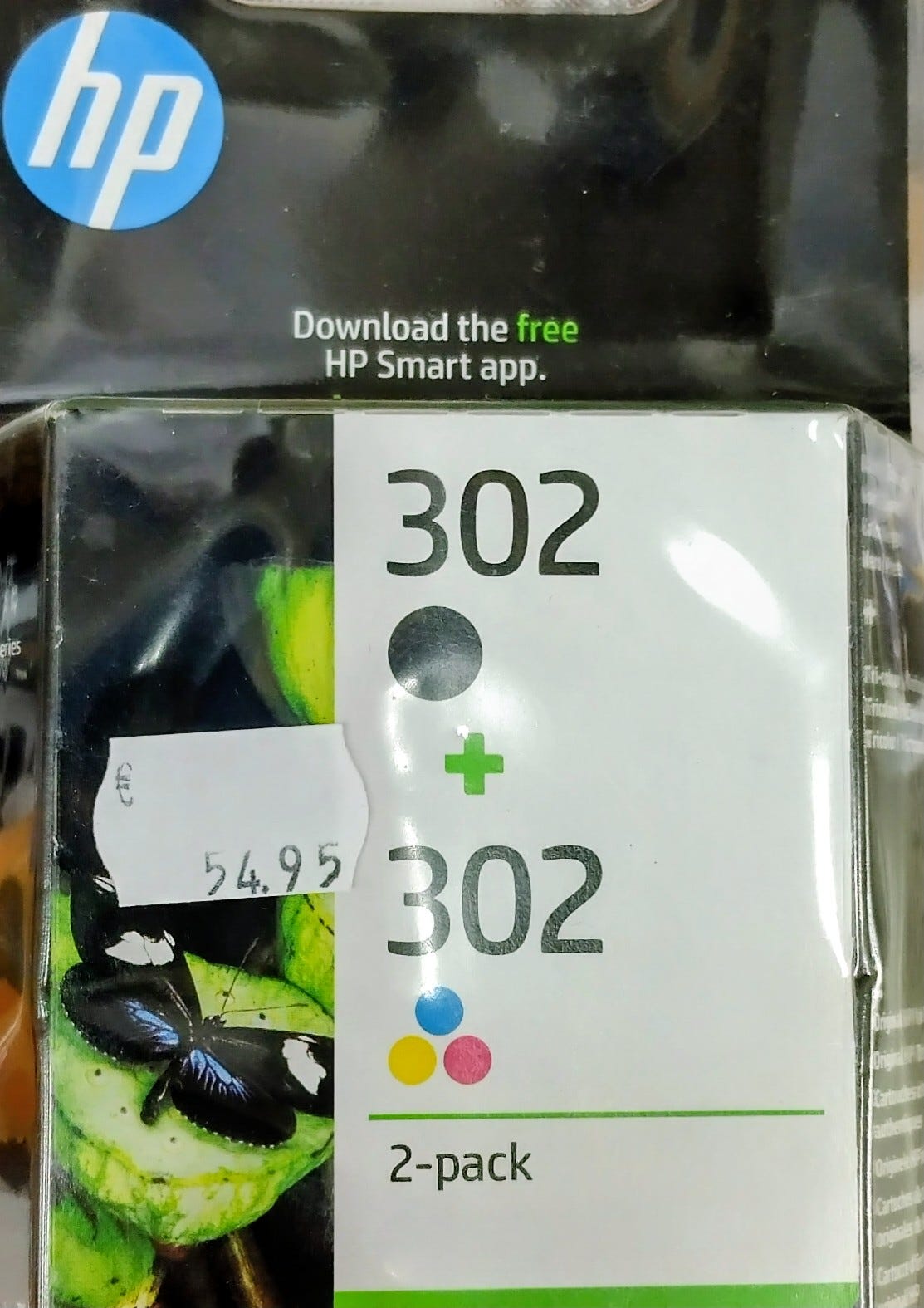 HP 302 muste kasettipakkaus musta ja kolmiväri