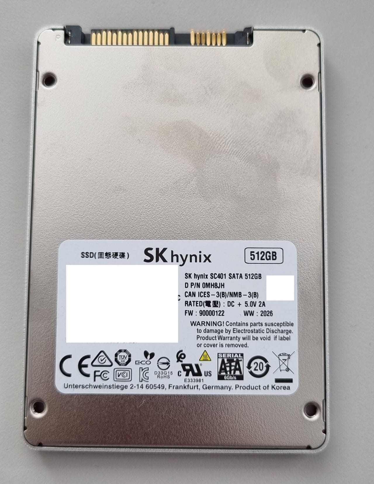 2.5 SSD 512GB SATA SKhynix ②-WA507 1点 2.5 SSD 512GB Hynix SK